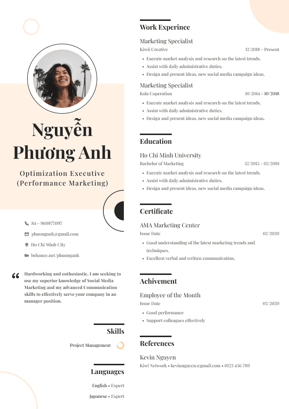 Tạo CV online và mẫu CV xin việc chuẩn, miễn phí | freec.asia
