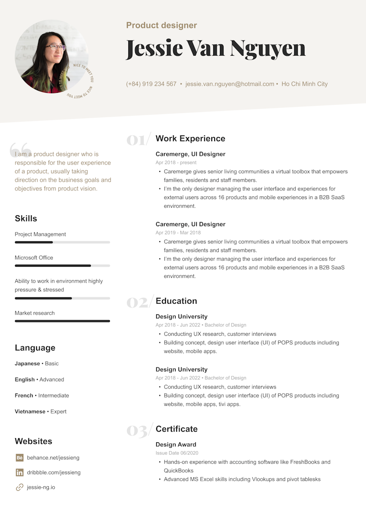 Free Modern Resume template